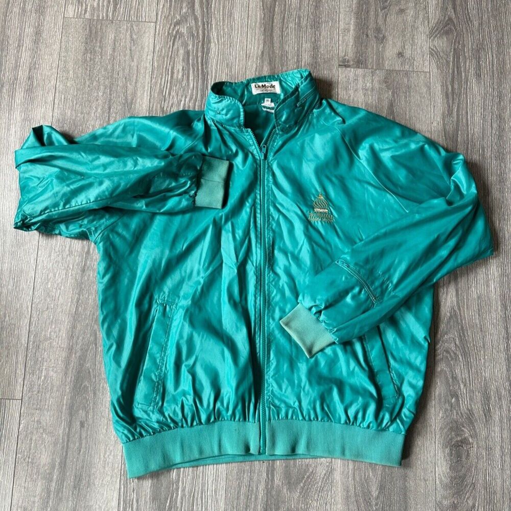 Vintage 1980s Trump Taj Mahal Windbreaker Jacket - Size XL Green  Hood in collar